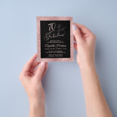 Begroting 70th Birthday Party Elegant Roos Gold Flyer (Hand)