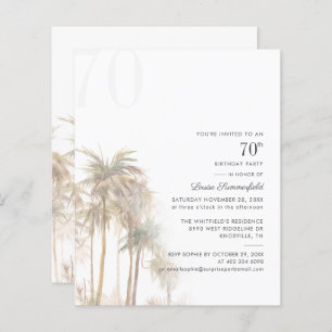 Begroting 70th Birthday Party Palm Tree Invitation