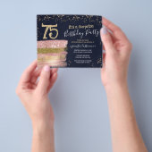 Begroting 75th Birthday Glitter Cake Invitation Flyer (Hand)