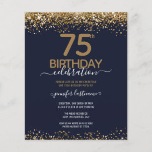 Begroting 75th Birthday Glitter Invitation Flyer