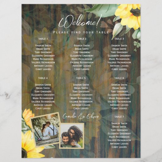 BEGROTING 7Tafel Rustiek Hout ZONNEBLOEMEN FOTO ZI (Voorkant)