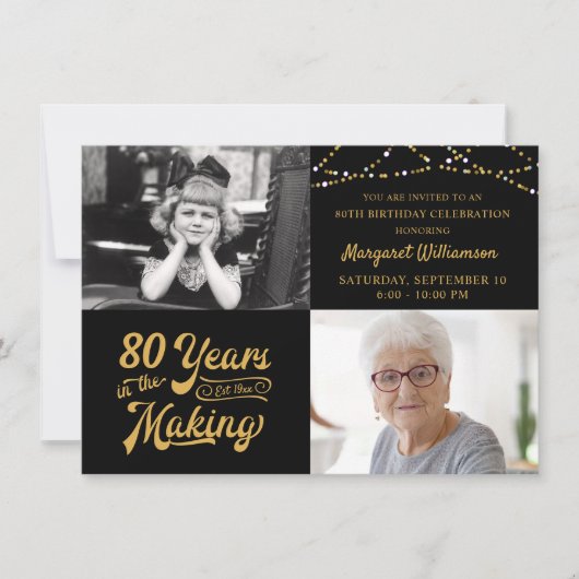 Begroting 80th Birthday 2 Uitnodiging voor fotobew (Voorkant)