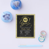 Begroting 80th Birthday - Black Gold ANY AGE Invit Flyer (Enkel)
