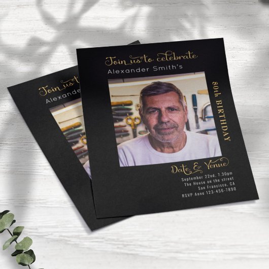 Begroting 80th Birthday Black Uitnodiging Flyer