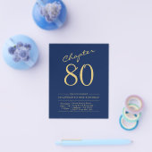 Begroting 80th Birthday Invitation Navy Blue Flyer (Enkel)