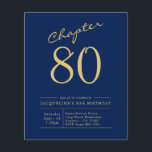 Begroting 80th Birthday Invitation Navy Blue Flyer<br><div class="desc">Verfijnde en elegante uitnodiging van de manuscriptverjaardag. LAGE BUDGET INVITATION FLYERS. *** OPMERKING: deze budgetoptie is een flyer (geen enveloppen inbegrepen) dus de lage prijs - De SATIN-optie is de dikkere keuze. Het ontwerp heeft een extra sjabloon aan de achterzijde (ja, toegevoegde waarde!) voor extra details zoals RSVP, richtingen enz....</div>