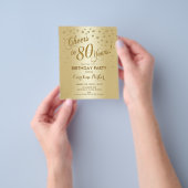Begroting 80th Birthday Party - Gold Invite Flyer (Hand)