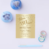 Begroting 80th Birthday Party - Gold Invite Flyer (Enkel)