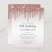 Begroting 80th Birthday Party Roos Gold Invitation (Voorkant / Achterkant)