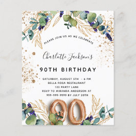 Begroting 90e verjaardag eucalyptus greenery glitt