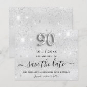 Begroting 90e verjaardag zilveren glitter sparen d (Voorkant / Achterkant)