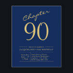 Begroting 90th Birthday Invitation Navy Blue Flyer<br><div class="desc">Verfijnde en elegante uitnodiging van de manuscriptverjaardag. LAGE BUDGET INVITATION FLYERS. *** OPMERKING: deze budgetoptie is een flyer (geen enveloppen inbegrepen) dus de lage prijs - De SATIN-optie is de dikkere keuze. Het ontwerp heeft een extra sjabloon aan de achterzijde (ja, toegevoegde waarde!) voor extra details zoals RSVP, richtingen enz....</div>