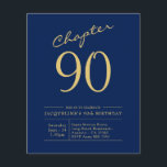 Begroting 90th Birthday Invitation Navy Blue Flyer<br><div class="desc">Verfijnde en elegante uitnodiging van de manuscriptverjaardag. LAGE BUDGET INVITATION FLYERS. *** OPMERKING: deze budgetoptie is een flyer (geen enveloppen inbegrepen) dus de lage prijs - De SATIN-optie is de dikkere keuze. Het ontwerp heeft een extra sjabloon aan de achterzijde (ja, toegevoegde waarde!) voor extra details zoals RSVP, richtingen enz....</div>