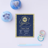 Begroting 90th Birthday - Navy Gold ELK JAAR uitge Flyer (Enkel)
