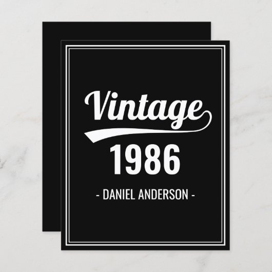 Begroting Aangepaste geboorte Jaar Zwarte Dag Uitn (Voorkant / Achterkant)