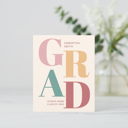 BEGROTING Aankondiging Afstuderen van modern scrip (Staand voorkant)