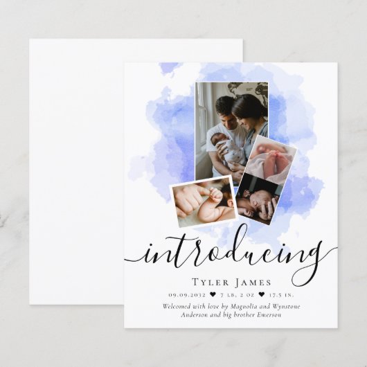 BEGROTING Aankondiging geboorte foto-Collage (Voorkant / Achterkant)