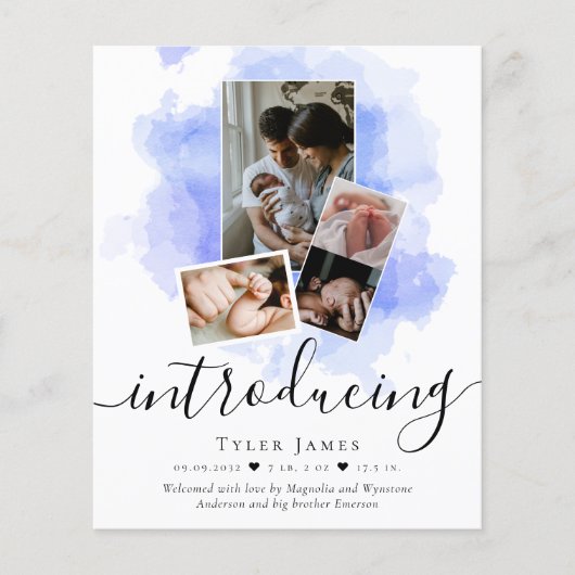 BEGROTING Aankondiging geboorte foto-Collage (Voorkant)