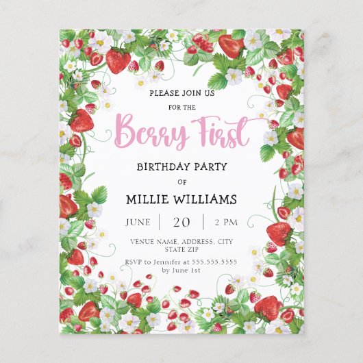 Begroting aardbei eerste verjaardag (Voorkant)