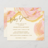 Begroting Abstracte Kaart Baby shower roze verf ro (Voorkant / Achterkant)