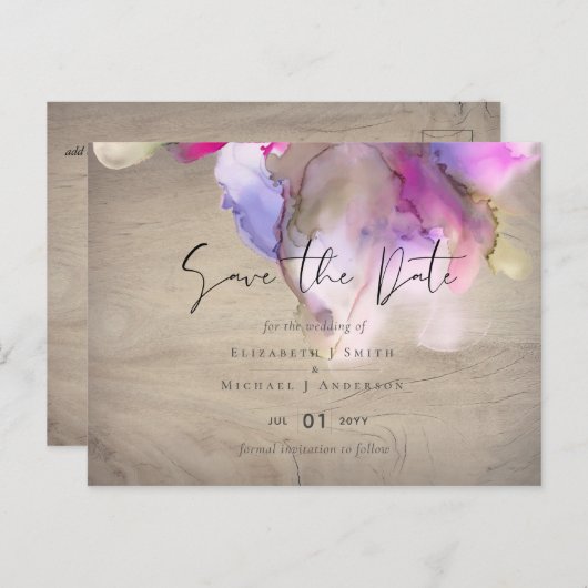 Begroting Abstracte Rainbow Paars Weddenschap Briefkaart (Voorkant / Achterkant)