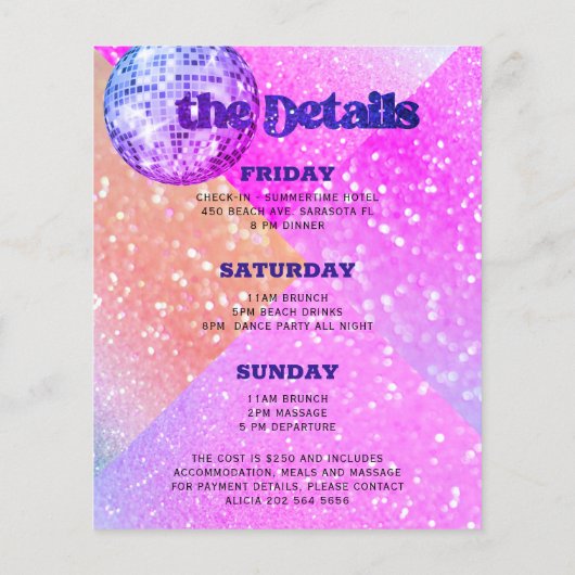 Begroting Afgelopen weekenduitnodiging voor Disco  Flyer (Achterkant)