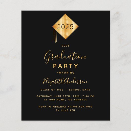 Begroting Afstuderen 2023: zwarte gouduitnodiging (Voorkant)