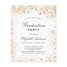 Begroting afstuderen witte goudglitter uitnodiging