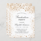 Begroting afstuderen witte goudglitter uitnodiging (Voorkant / Achterkant)