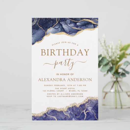 Begroting Agate Navy Blue Birthday Party Elke leef (Staand voorkant)