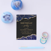 Begroting Agate Navy Blue Birthday Party Elke leef Flyer (Enkel)