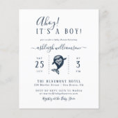 Begroting Ahoy. Nautical Whale Baby Boy Shower (Voorkant)