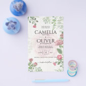 Begroting All-in-1 Dusty Pink Roses Floral Wedding Flyer (Enkel)