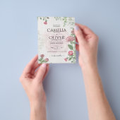 Begroting All-in-1 Dusty Pink Roses Floral Wedding Flyer (Hand)