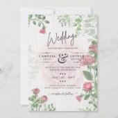 Begroting All-in-1 Dusty Pink Roses Floral Wedding Kaart (Voorkant)