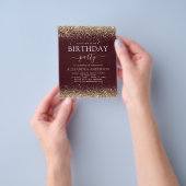 Begroting Alle leeftijden Birthday Burgundy Gold G Flyer (Hand)