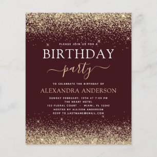 Begroting Alle leeftijden Birthday Burgundy Gold G Flyer