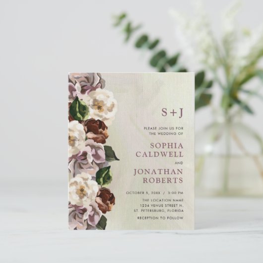 Begroting allemaal in één Moody Floral Wedding Inv (Staand voorkant)