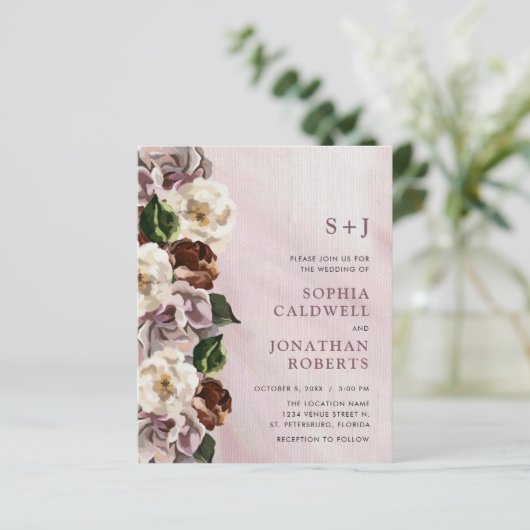 Begroting allemaal in één Moody Floral Wedding Inv (Staand voorkant)