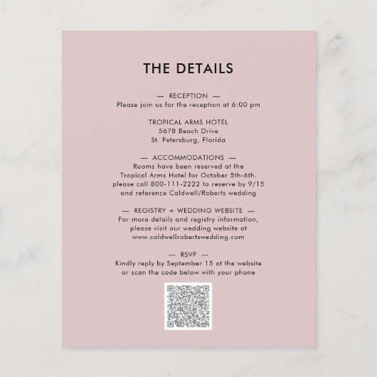 Begroting allemaal in één Moody Floral Wedding Inv (Achterkant)