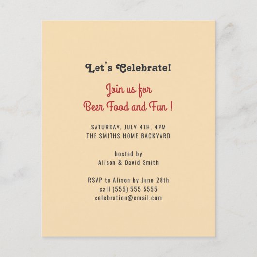 BEGROTING Amerikaanse vlag 4e van de uitnodiging v Flyer (Achterkant)