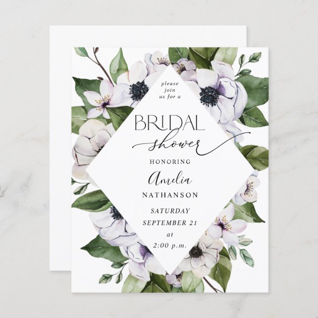 Begroting Anemone White Floral Vrijgezellenfeest (Voorkant / Achterkant)