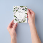 Begroting Anemone White Floral Vrijgezellenfeest Flyer (Hand)