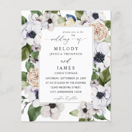 Begroting Anemone White Floral Wedding Flyer