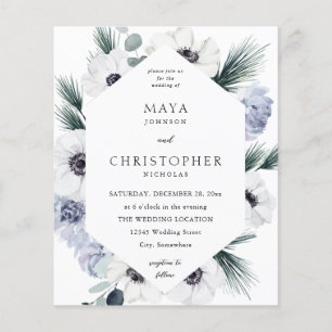 Begroting Anemone Winter White Floral Wedding Flyer