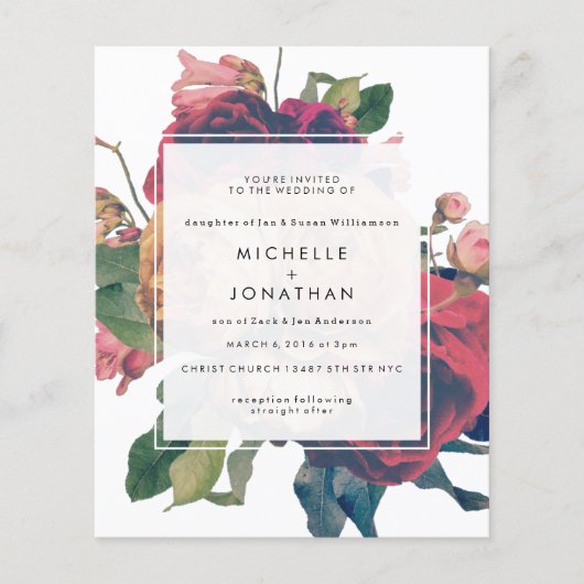 Begroting Antiek Rozen Vintage Boho Wedding Flyer (Voorkant)