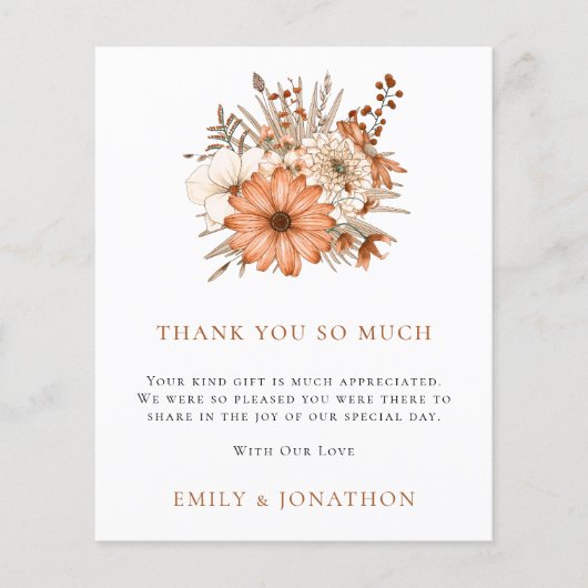 BEGROTING | Autumn Florals Weddenschap Foto bedank (Voorkant)