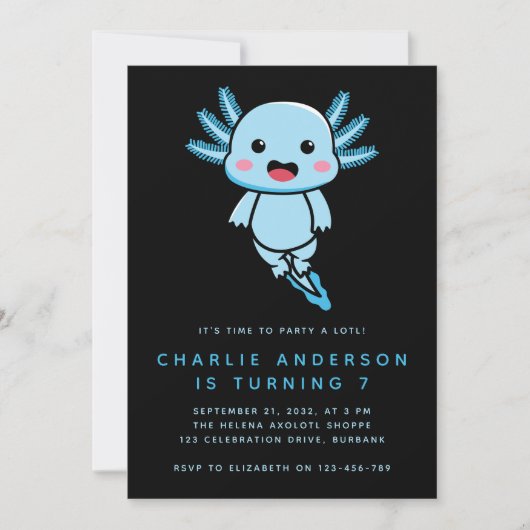 Begroting Axolotl Kind Birthday Party Invitation Kaart (Voorkant)