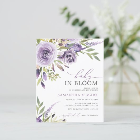 BEGROTING Baby Bloom Floral Baby shower Invitation (Staand voorkant)