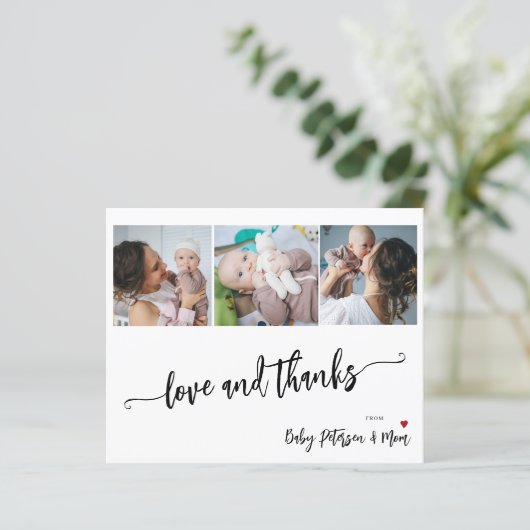 Begroting baby shower 3 foto's dank u uw kaart (Staand voorkant)